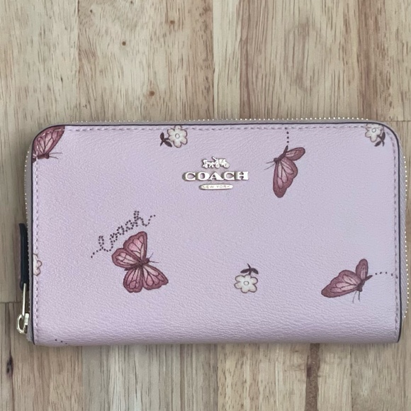 Coach Handbags - NEW Coach Medium Zip Around Bi-fold Leather Wallet in Butterfly Print NWT